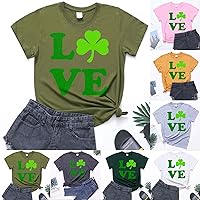 Funny St Patricks Day Shirt Women Green Shirt Turtle Neck Short Sleeve Tee Athletic Western Sweatshirts for Women