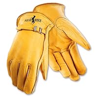 Galeton 2510-XL Rough Rider Premium Leather Driver Gloves with Leather Pull Strap Gold 12 Pack