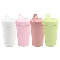 Made in USA 10 Oz. Sippy Cups for Toddlers, Pack of 4 - Reusable Spill Proof Cups for Kids, Dishwasher/Microwave Safe - Hard Spout Sippy Cups for Toddlers 3.13