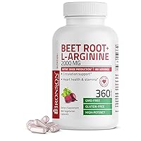 Beet Root + L-Arginine 2000 MG Nitric Oxide Production - Non-GMO, 360 Vegetarian Capsules