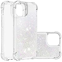 Compatible with iPhone 13 Case Clear, Ultra Thin Soft TPU Bling Liquid Champagne Quicksand Flowing Floating Shockproof Phone Back Protector Cases with Hand Strap Girls Cute Love Heart Design