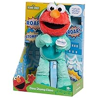 SESAME STREET Just Play Dino Stomp Elmo 13-Inch Plush Stuffed Animal Sings and Dances, Officially Licensed Kids Toys for Ages 18 Month