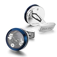 Unisex Stainless Steel Funny Gear Watch Parts Cufflinks Blue/Silver