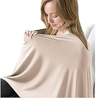 Nursing Covers for Breastfeeding, Breathable & Soft Privacy Feeding Covers 360 Degree Full Nursing Poncho for Baby and Mom with Removable Neckline (Apricot)