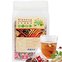 SIFANGDA Ginseng Five Treasure Tea 人参五宝茶 8.81oz(250g,5gx50P) Ginseng Red Date Natural Chinese Herbal Tea Caffeine Free