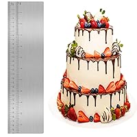 12 Inch Metal Cake Scraper Smoother with Scale Stainless Steel Cake Stripe Edge Smoother Scraper Cake Decorating Comb Cake Pastry Measuring Tool for Home