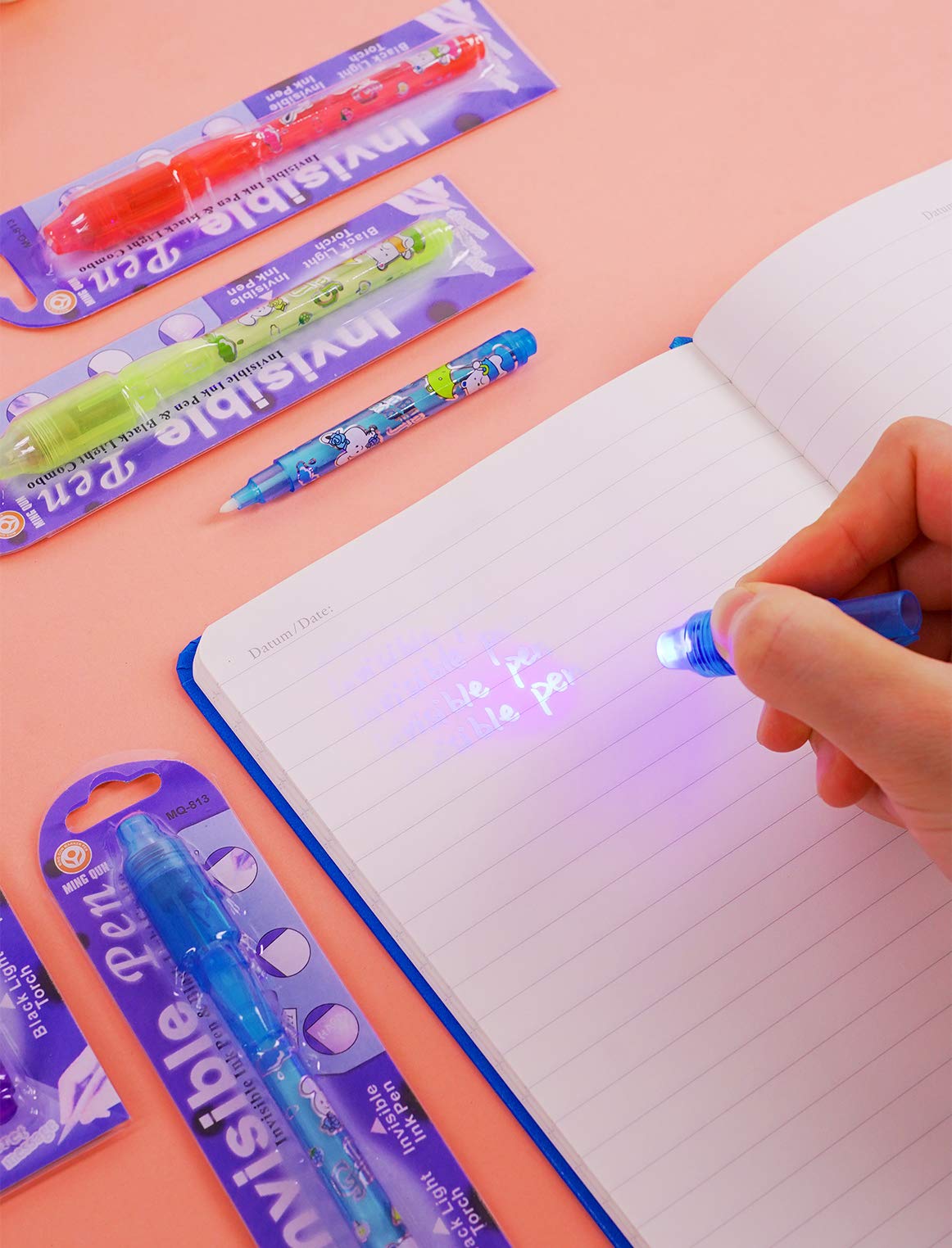 Invisible Ink Pen 24Pcs Spy Pen with UV Light Magic Marker Kid Pens for Secret Message and Birthday Party,Writing Secret Message for Easter Day Halloween Christmas Party Bag Gift