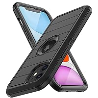 for iPhone 11 Case, with Built in Screen Protector Heavy Duty Drop Protection, Full Body Rugged Shockproof Dust Proof 3- Layer Tough Protective Phone Cover for Apple iPhone 11 Black-B