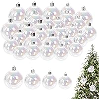 Clear Christmas Ornaments 30PCS Clear Plastic Fillable Ornament Balls Shatterproof Iridescent Ornaments Balls Plastic Shiny Hanging Clear Christmas Balls for Holiday Party Tree Decorations