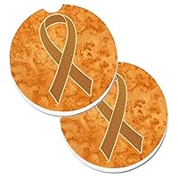 AN1204CARC Orange Ribbon for Leukemia Awareness Set of 2 Cup Holder Car Coasters Absorbent Sandstone Coasters for Car Cup Holders Gifts for Men or Women, Large, Multicolor