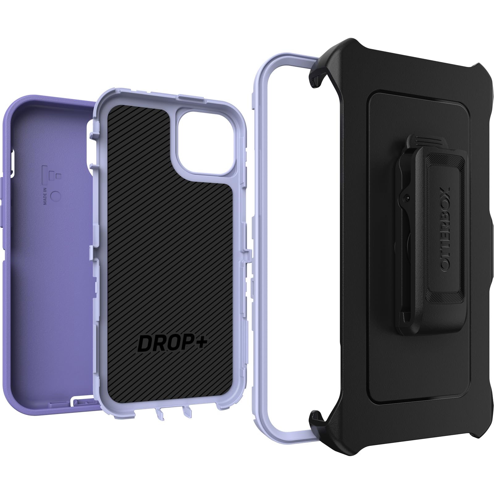 OtterBox iPhone 15 Plus and iPhone 14 Plus Defender Series Case - MOUNTAIN MAJESTY (Purple), screenless, rugged & durable, with port protection, includes holster clip kickstand