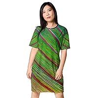 PHNYXPRO | T-Shirt Dress | Polyester Blend | 2XS-6XL | Leaf Art Print | Line in Nature 6