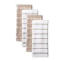 Albany Kitchen Towel 4-Pack Set, Milkshake Tan/White, 16