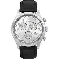 Timex Men's Waterbury Traditional 42mm Watch - Black Strap Silver-Tone Dial Stainless Steel Case