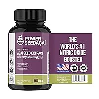 New Patented Nitric Oxide Supplement -Increase Blood Flow & Circulation- Organic Acai Seed Extract -100% Vasodilation, Support Circulation- 50 X Antioxidants- 60 Capsules