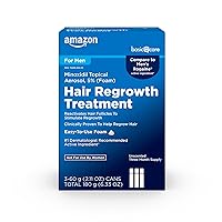 Amazon Basic Care Minoxidil Topical Aerosol, 5% Foam Hair Regrowth Treatment for Men, Unscented, 3-month Supply, 2.11 oz. (Pack of 3)
