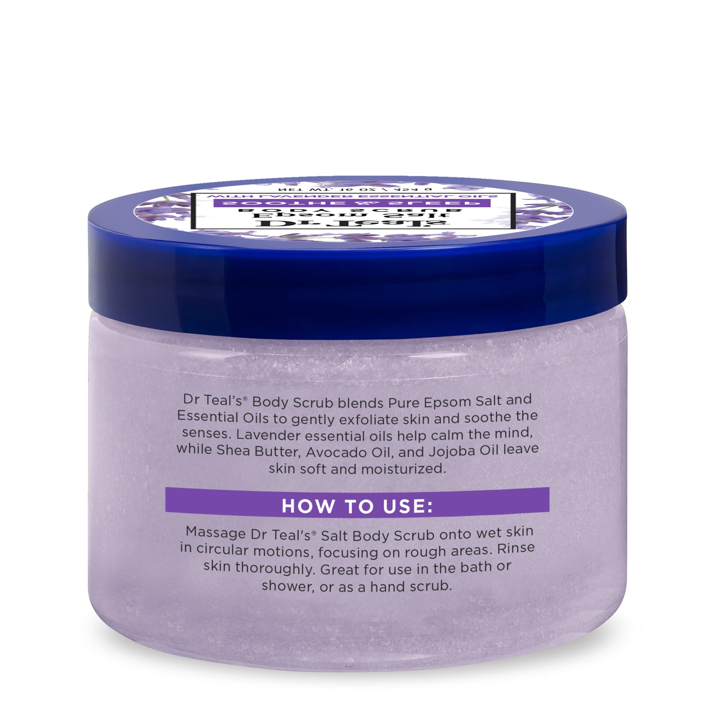 Dr Teal's Pure Epsom Salt Body Scrub, Soothe & Sleep with Lavender Essential Oils, 16 oz (Pack of 3) (Packaging May Vary)