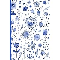 Notes: A Blank Sheet Music Notebook with Blue Watercolor Flowers Pattern Cover Art