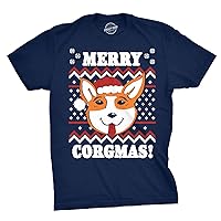 Mens Merry Corgmas T Shirt Funny Corgi Graphic Dog Ugly Christmas Sweater Tee