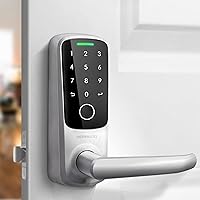 Latch 5 World's First Built-in WiFi Smart Lock with Fingerprint ID, 5-in-1 Keyless Entry Door Lock, Keypad Door Handle Lock, Smart Lever Door Lock for Front Door, Satin Nickel