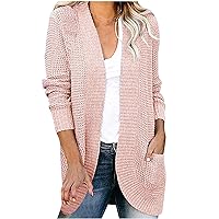 Women's 2023 Fall Open Front Sweater Cardigan Long Sleeve Oversized Chunky Knit Tops Casual Outerwear with Pockets