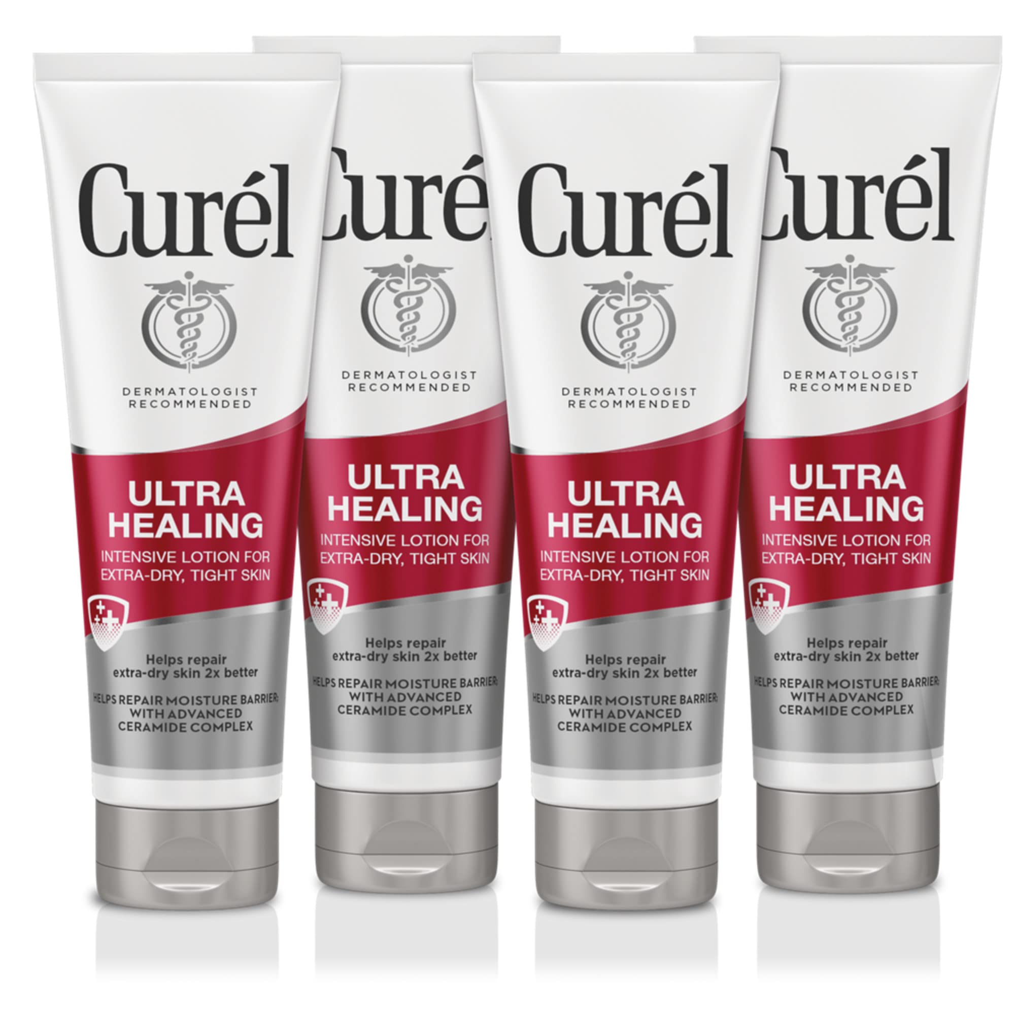 Curél Ultra Healing Body Lotion, Body and Hand Moisturizer for Extra-Dry, Tight Skin, with Advanced Ceramide Complex and Hydrating Agents, 2.5 Fl Oz (Pack of 4)