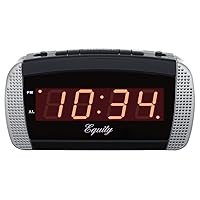 Equity by La Crosse 30240 Super Loud LED Alarm Clock,Black/Silver