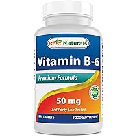 Best Naturals Vitamin B6 50 mg 250 Tablets