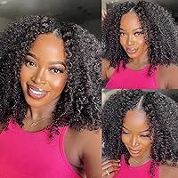 Beauty Forever Kinky Curly U Part Human Hair Wig 4x1 inch Small Leave Out,Curly Upgrade U Part Wig Human Hair Wigs for Women Glueless Clip In Wig 150% Density Natural Color 16 Inch