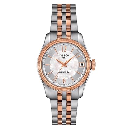 Tissot Womens Ballade COSC Lady 316L Stainless Steel case with Rose Gold PVD Coating Swiss Automatic Watch, Grey, Stainless Steel, 16 (T1082082211701)