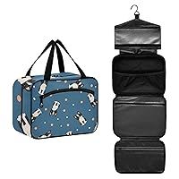 Boston Terrier Toiletry Bag for Women Travel Makeup Bag Organizer with Hanging Hook Cosmetic Bags Hanging Toiletry Bag for Women Men Travel Bag for Toiletries Full Sized Container Brushes