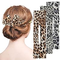 3 PCS Hair Bun Maker Deft Bun for Hair Styling, Hair Donut Bun Maker Flexible Reusable French Twist Hair Bun Lazy Hair Curler Donut Hair Bun Hair Accessories for Women Girls (Leopard)