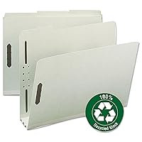 Smead 100% Recycled Pressboard Fastener File Folder, 2 Fasteners, 1/3-Cut Tab, 3