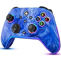 Switch Controller-Wireless-Nintendo-Switch-Pro-Controllers-Blue Compatible with Switch/Lite/OLED,1200mAh Rechargeable Remote Gamepad Joystick with 10 RGB Led Light,6-Axis Gyro,Turbo,Wake Up,Motion