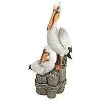Design Toscano QL56458 Coastal Decor Ocean's Perch Pelicans Garden Bird Statue, 24 Inches High, Handcast Polyresin, Full Color Finish