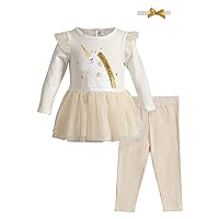 baby-girls 3d Glitter Unicorn Tutu Top, Legging and Headband Outfit SetLeggings