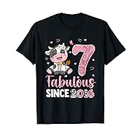 Awesome Since 2016 Cow Print 7th Birthday Outfit For Girl T-Shirt