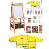 MEEDEN Kids Art Easel,Solid Beechwood with Double-Sided Standing Blackboard & White Board,1 Paper Roll,2 Storage Baskets,Educational Toys and Other Art Supplies for Toddlers