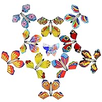 10 PCS Magic Flying Butterfly Fairy Flying Toys Wind up Rubber Band Powered Butterfly Toys Decoration for Colorful Bookmark and Greeting Card Surprise Gift