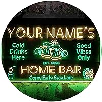 ADVPRO Personalized Your Name Custom Home Bar Beer Established Year Dual Color LED Neon Sign Green & Yellow 16 x 12 Inches st6s43-p1-tm-gy