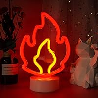 Flame Neon LED Sign, Fire Neon Light with Base Room Decor LED Lamp USB/Battery Powered Flaming Neon Art Sign for Man Cave Bedroom Wedding Cafe Bar Party