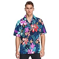 Hawaiian Short Sleeve Button Up Mens Shirt Cute Tropical Design Casual Camisas de botones para Hombres