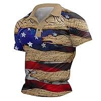 Mens American Flag Shirt Independence Day Dry Fit Short Sleeve Shirts Printed Funny Golf Tennis Sports Casual Fashion Tops