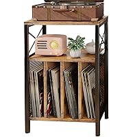 3-Tier Record Player Stand, Vinyl Record Storage Turntables for Vinyl Records, Record Player Table Holds Up to 200 Albums, Mid-Century Turntable Stand for Living Room, Bedroom, Office
