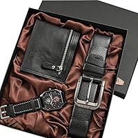 GYLXW Men's Watch Gift Holiday Birthday Gift Purse Simple Needle Buckle Belt Watch Set