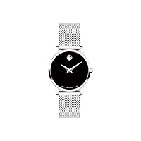 Movado Women's Museum Stainless Steel Watch with a Concave Dot Museum Dial, Black/Silver (607220)