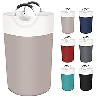 BlissTotes Laundry Basket, Laundry Hamper, Collapsible Laundry Baskets, Dirty Clothes Hamper, Waterproof Laundry Basket with Foam Protected Aluminum Handles for College Dorm, Family 90L (Khaki)