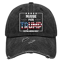 Nurse for Trump Hat for Men Washed Distressed Baseball Cap Fashion Washed Workout Hat Quick Dry