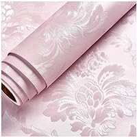 Blooming Wall Peel and Stick Prepasted Pink Damasks Floral Wallpaper (Pink)