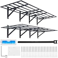 VEVOR Garage Shelving Wall Mounted, 2 x 6 ft Heavy Duty Garage Wall Shelves, 1600 lbs Load Capacity Garage Storage Rack Floating Shelves, 2 Pack, Suitable for Shop, Shed, Garage Storage, Black